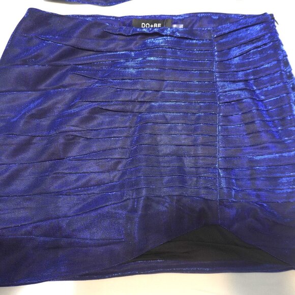 NWT Women's Do + Be Iridescent Blue Crop Top & Skirt Set Sz M top and Sz L skirt - Picture 4 of 6